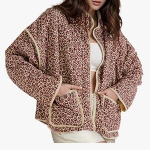 Floral Quilted Jacket - Red and Cream Floral Print
